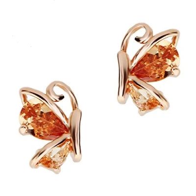 Abbildung von Crystalline Azuria Orange Schmetterlinge Ohrstecker mit Zirkonia Kristalle 18 kt Vergoldet für Damen und Mädchen