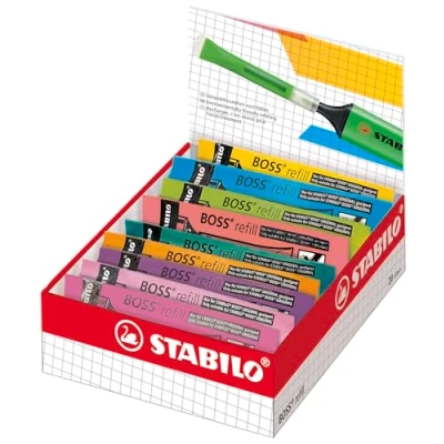 Abbildung von Tinte zum Nachfüllen STABILO BOSS ORIGINAL Refill 20er Pack mit 9 verschiedenen Farben