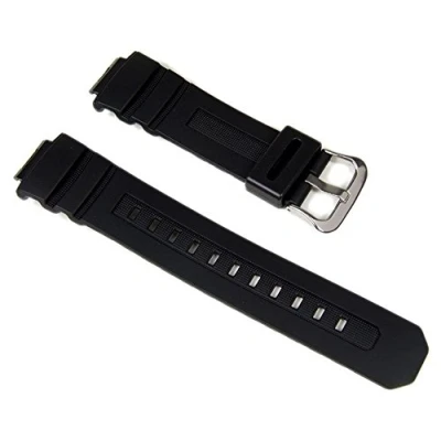 Abbildung von Casio Original Ersatz Uhrenarmband 10273059 Uhr AWG M100F 1BD, AW 590 1AW + andere Modelle, schwarzes Band, Armband, Schwarz, Armband