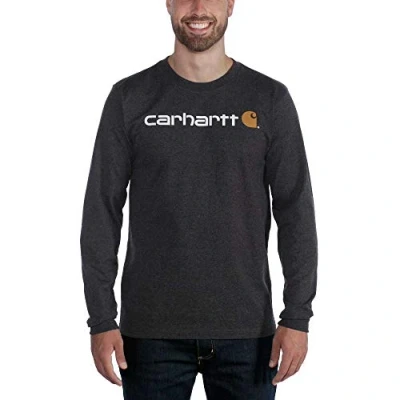 Abbildung von Carhartt, Herren, Lockeres, schweres, langärmliges T Shirt mit Logo Grafik, Anthrazit meliert, XXL