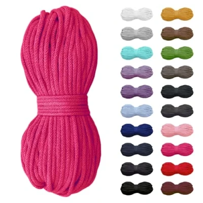 Abbildung von 5m Baumwollkordel 5mm, Kordel, Schnur, Turnbeutel, 21 Farben (Dunkelrosa)