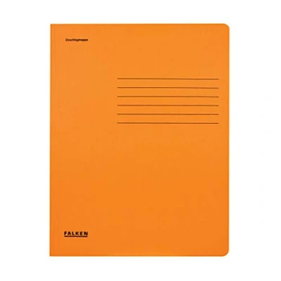 Abbildung von Original Falken 25er Pack Einschlagmappe. Made in Germany. Aus Recycling Karton mit 3 Innenklappen für DIN A4 orange Juris Mappe Sammelmappe Dokumentenmappe Aufbewahrungsmappe