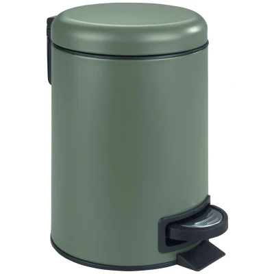 Abbildung von WENKO Treteimer Mod. Leman, 3 Liter, mit herausnehmbarem Einsatz, aus lackiertem Stahl, 17 x 25 22,5 cm, Dunkelgrün