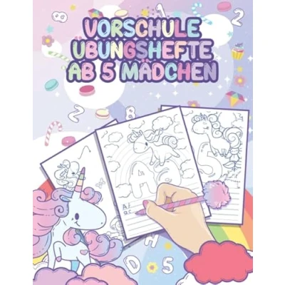 Abbildung von Vorschule Übungshefte ab 5 Mädchen: Einhorn Vorschulbuch, Buchstaben und Zahlen schreiben Lernen Schwungübungen, ideale Geschenkidee für Mädchen (Schreiben Serie)
