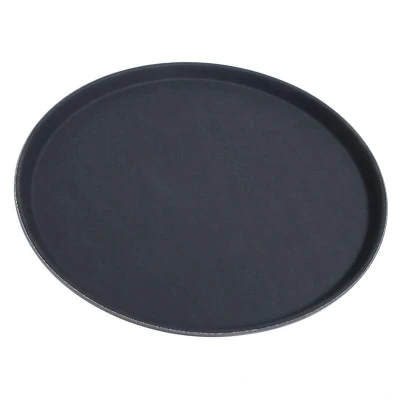 Abbildung von HENDI Serviertablett Ø 41 x 2 cm rund Antirutsch Beschichtung schwarz PP Plastik, Gastro Tablett kaufen