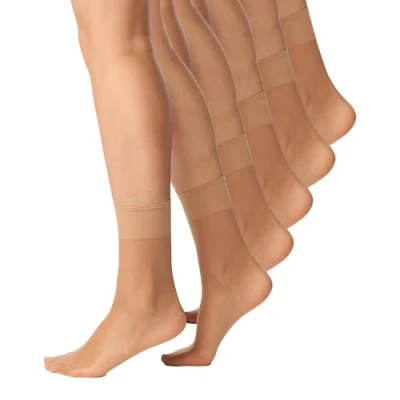 Abbildung von Nur Die 5er Pack Söckchen Seidenfein 15 DEN transparente Nylon Feinsöckchen seidig glänzend breiter Komfortbund Damen