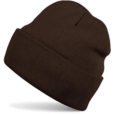 Abbildung von styleBREAKER Unisex Beanie Strickmütze Einfarbig, Feinstrick Mütze doppelt gestrickt, warme Winter Strickbeanie 04024029, Farbe:Dunkelbraun