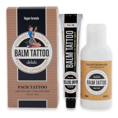 Abbildung von BALM Tattoo Pflegeset mit Aftercare Pflegecreme 30 g und Waschgel seifenfrei pH neutral 100 ml