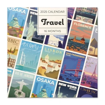 Abbildung von Kalender 2025 Wandkalender Grupo Erik Travel Reisen Familienplaner 30 x cm 12 Monate + Letzten 4 2023 auf einer Seite