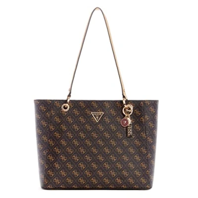 Abbildung von GUESS Damen Noelle Noel Tote Tragetasche, Schultertasche, Braunes Logo