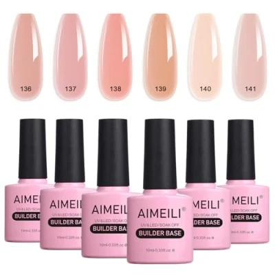 Abbildung von AIMEILI Builder Gel Set, 8 In 1 Nail a Bottle Quick Building UV LED Base Extension Nagelverlängerung Kit 6 34