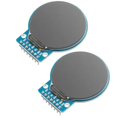 Abbildung von 2 Stücke GC9A01 1,28 Zoll kreisförmiger TFT Bildschirm für Arduino RGB IPS HD 240 x Auflösung SPI Schnittstelle LCD Display Modul Anzeigegeräte, Echtzeitüberwachung und Instrumentenanzeige