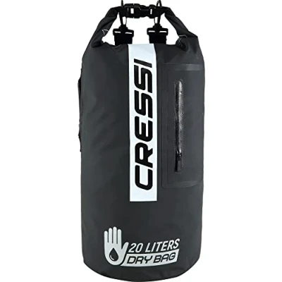 Abbildung von Cressi Unisex Erwachsene Dry Bag Premium 20LT wasserdichte Tasche/Rucksack für sportliche Aktivitäten, Schwarz/Schwarz/Bicolor, 20 L