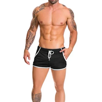Abbildung von Alivebody Herren Gittergewebe Sportlich Kurze Hose zum Laufen Trainieren Schwimmen Fitness Hosen Color Black Size M
