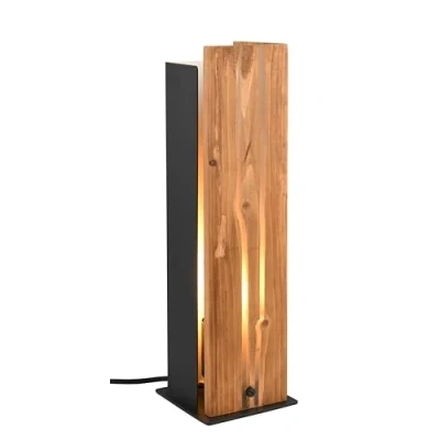 Abbildung von Trio Leuchten Tischleuchte Karuni 563300130, Metall Schwarz matt, Holz naturbelassen, exkl. 1x E27