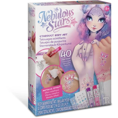 Abbildung von Nebulous Stars NS11012 Kreativset Tattoos und Nageldesign, mit Körperfarbe, für Haut Nägel, Mädchen ab 7 Jahre, als Geschenkidee