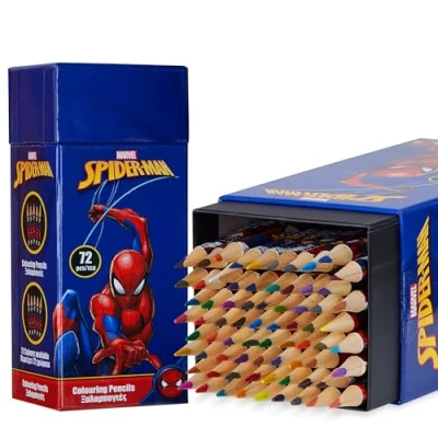 Abbildung von Disney Princess Buntstifte Kinder, 72 Stück Stitch Holzstifte Farbstifte Colored Pencils Mitbringsel Kinder Mädchen (Dunkelblau Spiderman)