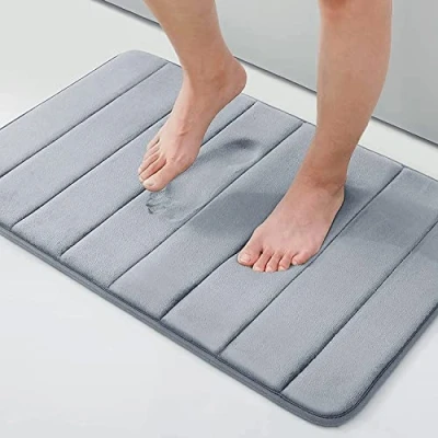 Abbildung von Homaxy Memory Foam Badezimmer Badteppich Saugfähige Rutschfester Badvorleger Waschbar Badematte 51 x 76 cm, Grau