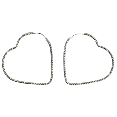 Abbildung von SILBERMOOS Damen Creolen Herz herzförmig groß glänzend diamantiert 925 Sterling Silber Ohrringe