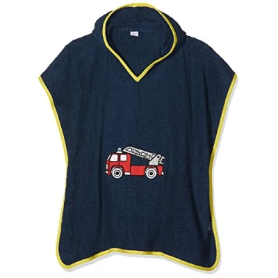 Abbildung von Playshoes Unisex Kinder Frottee poncho Bademantel Handtuch, Feuerwehr, S Bis Ca. 4 Jahre EU