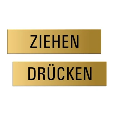 Abbildung von Schild Ziehen Drücken 160x40 mm 2er Set Aluminium matt gold eloxiert vollflächig selbstklebend 28008 M