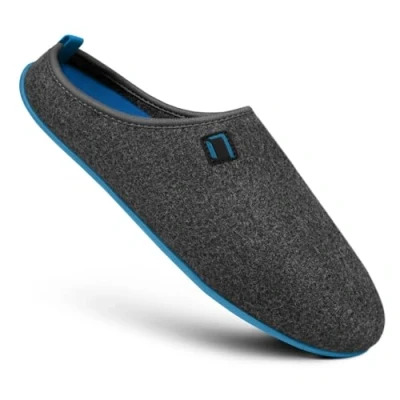 Abbildung von Nanga Erwachsene Unisex Wool Slipper Hausschuhe für Damen &amp; Herren, Filz Pantoffeln, mit Rutschfester Gummi Sohle, Warme Pantoletten aus Wollfilz, Wechselfußbett blau 43