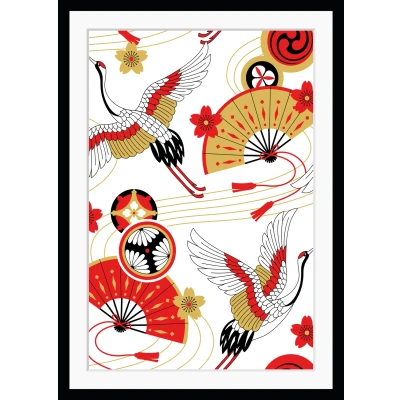 Abbildung von queence Bild »Karin« China Kunst Vogelbilder Vögel historische Ereignisse HD Premium Poster Druck inkl. Holzrahmen