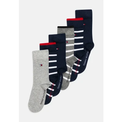 Abbildung von Tommy Hilfiger KIDS Breton Stripe Unisex 6 PACK Socken für Kinder, Größe: 27 30, Black/grey