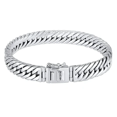 Abbildung von Kuzzoi Buddha Silber Armband für Herren, handgefertigtes Königskette aus echten massiven 925 Sterling Silber, Luxus Herren Gravur, 10mm breit, 38g schwer 0210480118_19