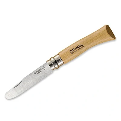 Abbildung von Opinel Nr. 7 Taschenmesser, für Kinder, mit Griff aus Buchenholz, Braun, Gesamtlänge 17,5 cm, 254136