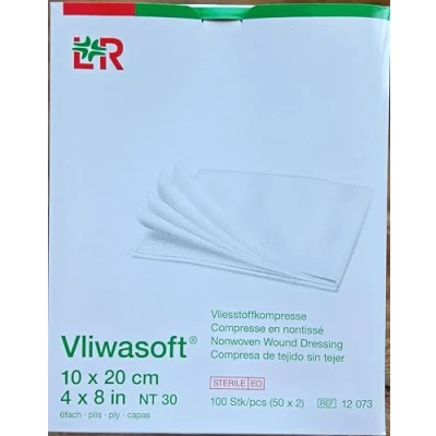 Abbildung von Vliwasoft Vlieskompressen 10x20 cm steril 6l.