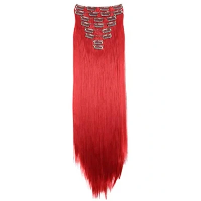 Abbildung von CAISHA XXL 60cm 8 Teile Set CLIP IN EXTENSIONS Haarverlängerung Haarteil Glatt Intensivrot CES9