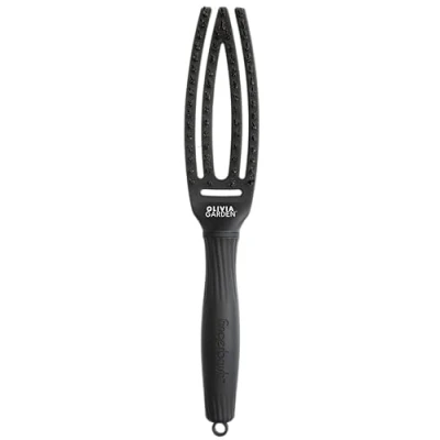 Abbildung von Olivia Garden Iconic Care Fingerbürste mit Wildschweinborsten &amp; Nylon, Total Black, klein