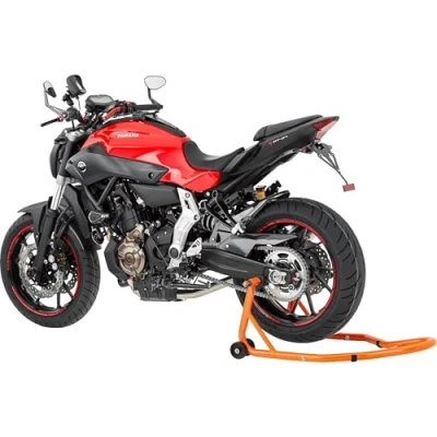 Abbildung von Hi Q Tools Montageständer Motorrad Ständer Motorradheber hinten zum Aufbocken, Aufbockvorrichtung, breitenverstellbar, Wartungs /Montagearbeiten, universell für Motorräder bis 300 kg