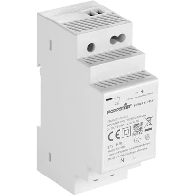 Abbildung von Poppstar Hutschienen Netzteil P 30 15 15V DC, 2A max. 30W (Input 100 240 V AC 50/60 Hz)