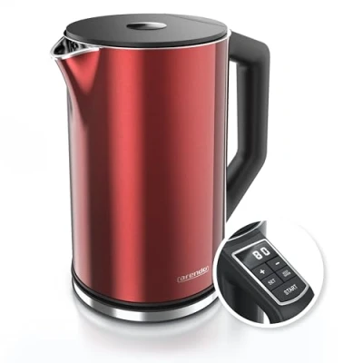 Abbildung von Arendo Edelstahl Wasserkocher mit Temperatureinstellung 40 100 Grad in 5er Schritten Doppelwand Design Modell ELEGANT 1,5 Liter 2200 W Teekocher Temperaturanzeige GS Bronze