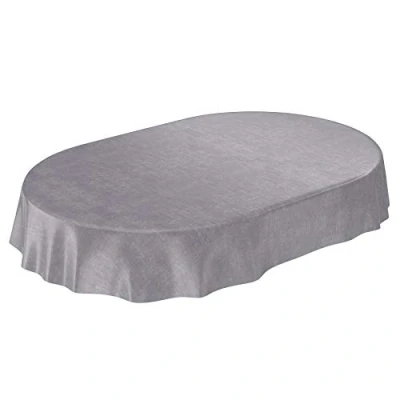 Abbildung von ANRO Tischdecke Wachstuchtischdecke Wachstuch Wachstischdecke Beton Grau Uni Urban Oval 180x140cm