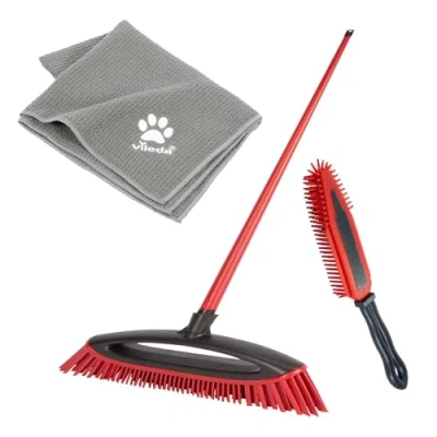 Abbildung von Vileda Pet Pro Komplettset, Box mit Always Clean Besen, elektrostatischer Polsterbürste und Mikrofaser Handtuch XL, Tierhaare Reinigung, Haustier abtrocknen, für jede Oberfläche