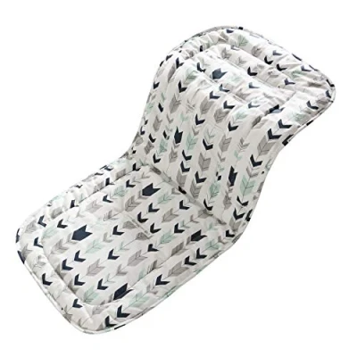 Abbildung von Baby Sitzauflage für Kinderwagen, 32x78 cm Sitzeinlage aus 100% Baumwolle Weiche und Reversible Autositz Kinderwagenauflage Babyschale Buggy(Weißes graues Kreuz)