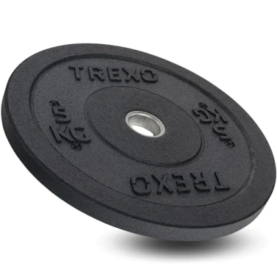 Abbildung von TREXO Olympic Bumper 5 KG Hantelscheibe Gummiertes Material für Langhantel 50 mm Durchmesser Langlebige FitnessScheibe Krafttraining Crossfit