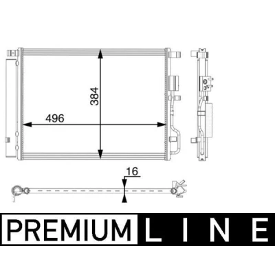 Abbildung von MAHLE ORIGINAL AC 61 000P Klimakondensator mit Trockner 496 R 1234yf