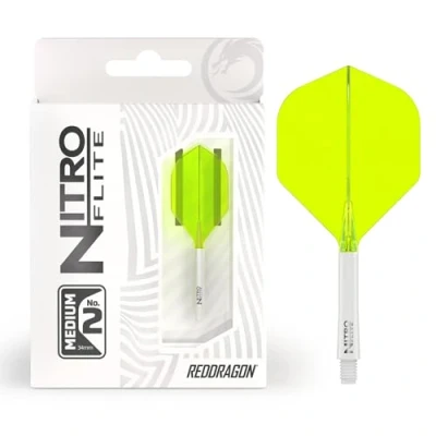 Abbildung von RED DRAGON Darts Nitro Flite Integriert Flüge &amp; Schäfte System No.2 Form und Design Weiß Gelb Farbe, Medium Länge