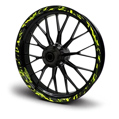 Abbildung von 16 teiliges Set Felgenrandaufkleber Sticker für Motorrad Auto Felgen Future Design Komplett Felgenaufkleber 15&quot; 16&quot; 17&quot; 18&quot; 19 Zoll MR017 (Neon Gelb, Glanz)