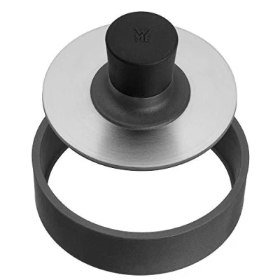 Abbildung von WMF BBQ Burgerpresse Edelstahl 12,5 cm, Pattypresse für gleichmäßige Patties leckere Hamburger, Cheeseburger, Vegi Burger Presse, Gemüsepresse