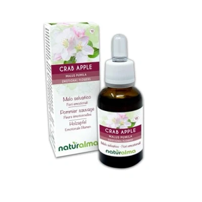 Abbildung von Crab apple oder Holzapfel (Malus pumila) Bach Blüten Naturalma Tropfen 30 ml Alkoholfreier Flüssigextrakt Blütenessenzen Vegan und alkoholfrei