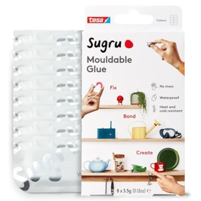 Abbildung von tesa 41287 00000 01 Formbarer Kleber Mehrzweckkleber für kreatives Fixieren und Herstellen, Weiß, 8 Pack