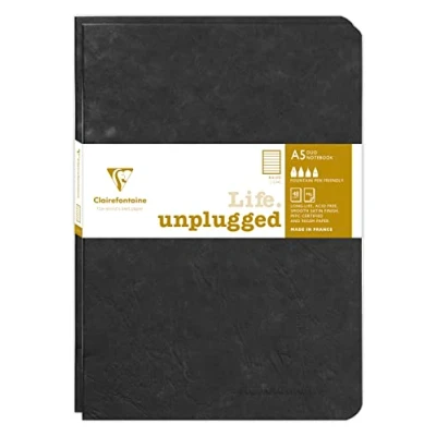 Abbildung von Clairefontaine 733171C Age Bag DUO Set aus 2 Notizheften 14,8x21cm , geheftet, 48 Blatt 90g, liniert Schwarz, 1