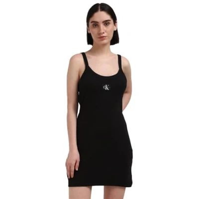 Abbildung von Calvin Klein Jeans Label TANK Dress Etuikleid, Damen, Größe: Medium, Ck black