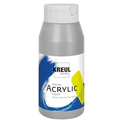 Abbildung von KREUL 17047 Solo Goya Triton Acrylfarbe neutralgrau, 750 ml Flasche, schnell und matt trocknend, Farbe auf Wasserbasis, in Studioqualität, vielseitig einsetzbar, gut deckend ergiebig