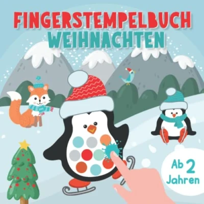 Abbildung von Fingerstempelbuch Weihnachten ab 2 Jahren: Bastelbuch mit winterlichen Motiven für Jungen und Mädchen zum Malen, Basteln Fingerstempeln